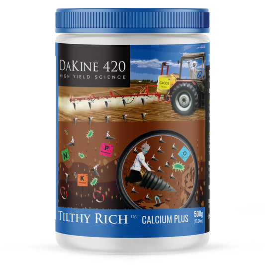 Dakine 420 Tilthy Rich™ Calcium Plus Hemp & Cannabis Fertilizer. Tilthy Rich™ Calcium-Plus hemp fertilizer combines a specially formulated blend of calcium plus zinc and manganese to benefit the soil ecosystem.