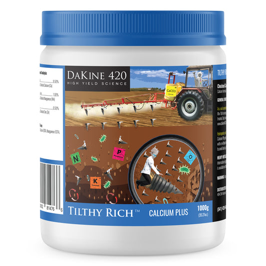 Dakine 420 Tilthy Rich™ Calcium Plus Hemp & Cannabis Fertilizer. Tilthy Rich™ Calcium-Plus hemp fertilizer combines a specially formulated blend of calcium plus zinc and manganese to benefit the soil ecosystem.