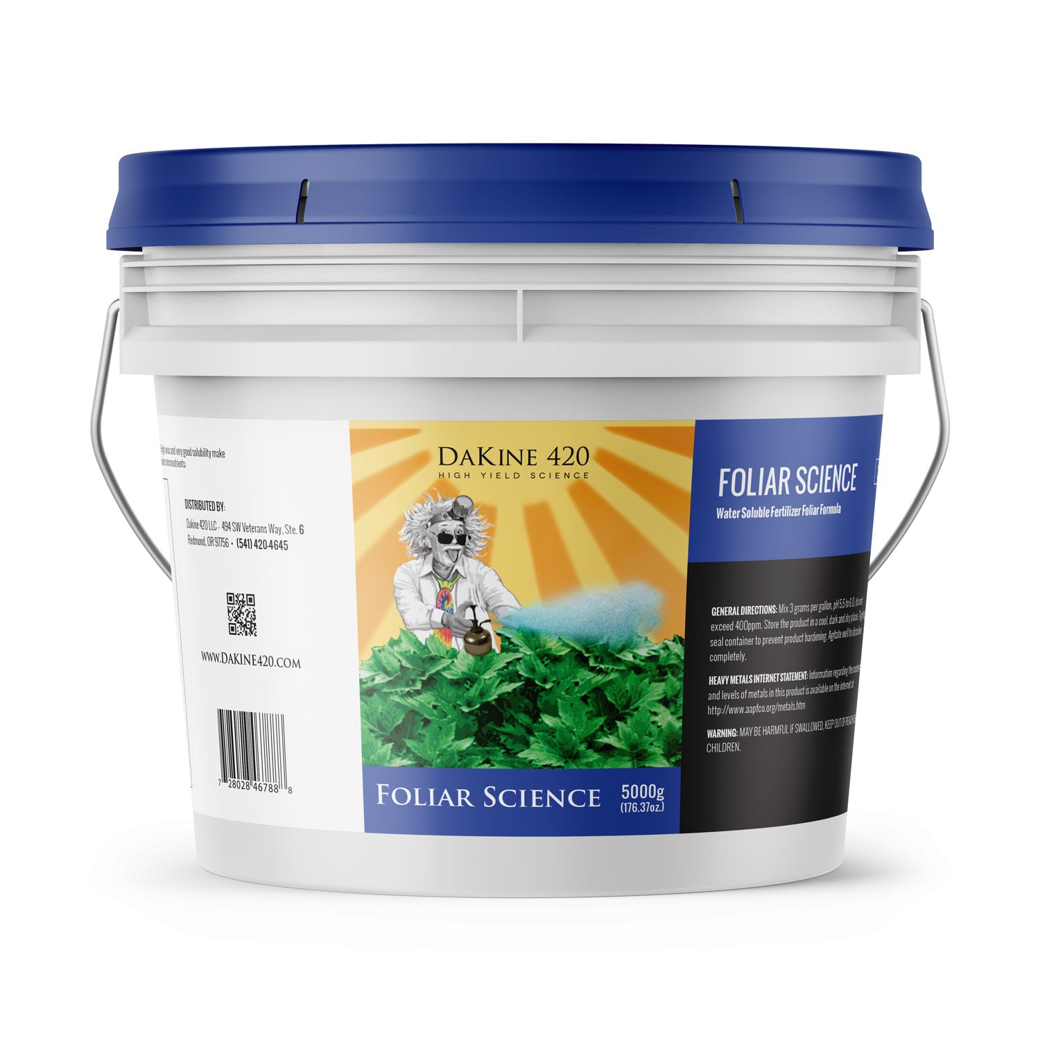 5,000g Foliar Science, our 29-9-9 plant-ready nitrogen delivery supplement. With 26% Urea, the most absorbent form of nitrogen