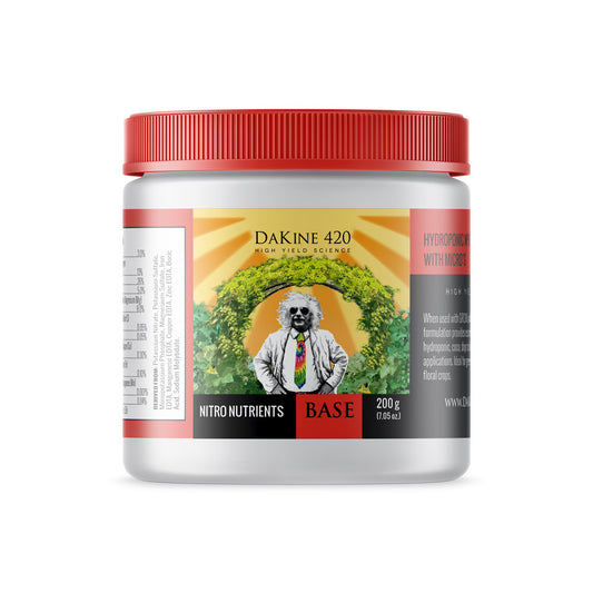 Nitro Nutrients BASE provides the ideal ratios for maximum vegetative growth, leading to fast-flowering results and plants that will just ooze THC. 