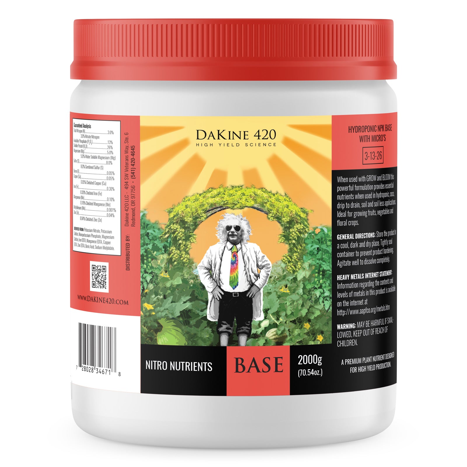 Nitro Nutrients BASE–carefully balanced NPK, plus trace minerals to meet all your cannabis plants’ needs. Nitro Nutrients BASE provides the ideal ratios for maximum vegetative growth.